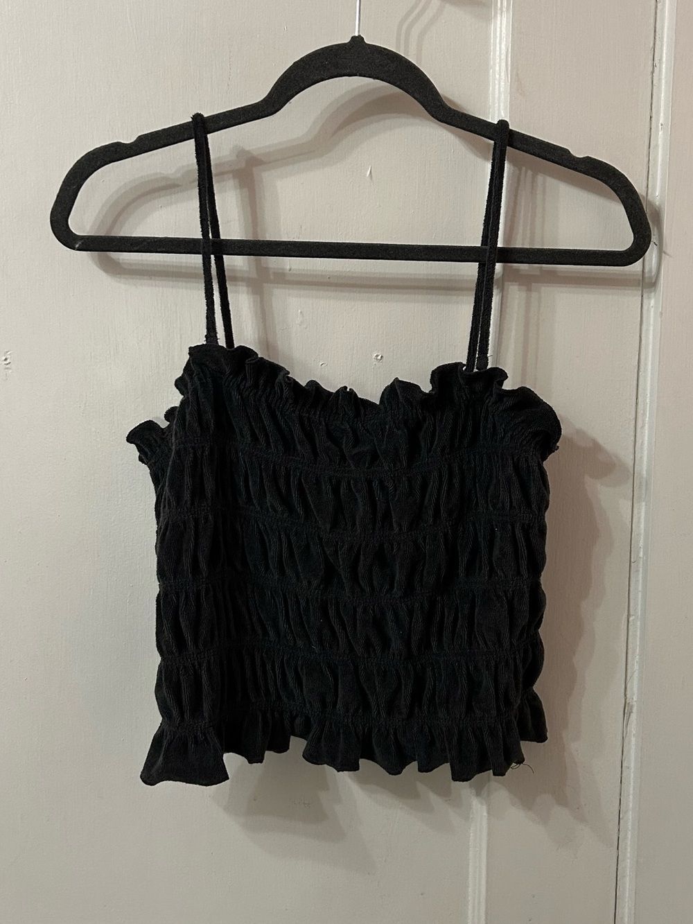 H&M Charcoal Smocked Cropped Camisole-removable straps for tube top